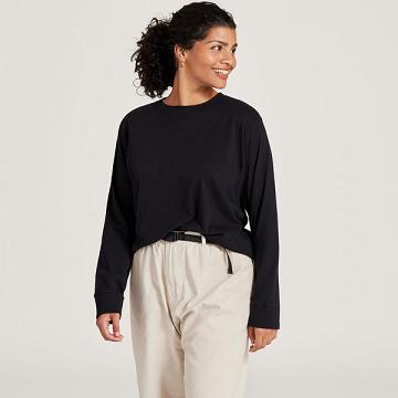 Camiseta Allbirds Allgood Algodon Long Sleeve Mujer Negros | MX4740TV