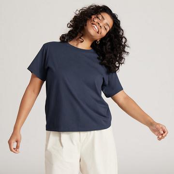 Camiseta Allbirds Allgood Algodon Mujer Azul Marino | MX4747BC