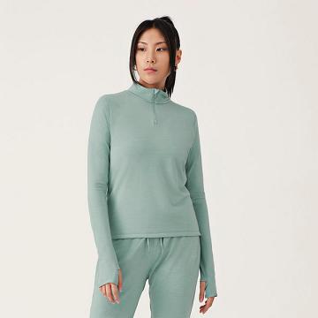 Sudadera Con Capucha Allbirds Performance Quarter Zip Mujer Verdes | MX4773NB