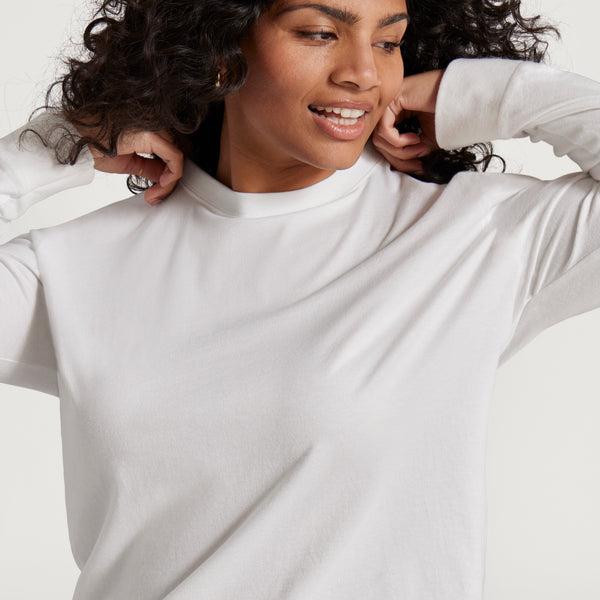 Camiseta Allbirds Allgood Algodon Long Sleeve Mujer Blancos | MX4739YU